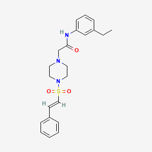 molecular formula C22H27N3O3S B2484929 N-(3-ethylphenyl)-2-[4-[(E)-2-phenylethenyl]sulfonylpiperazin-1-yl]acetamide CAS No. 1241684-33-2