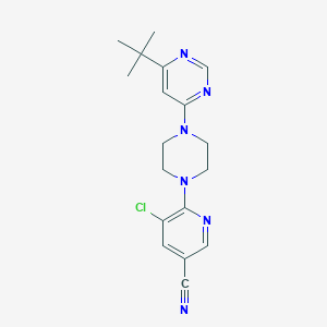 molecular formula C18H21ClN6 B2484936 6-[4-(6-Tert-butylpyrimidin-4-yl)piperazin-1-yl]-5-chloropyridine-3-carbonitrile CAS No. 2380071-30-5