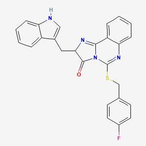 molecular formula C26H19FN4OS B2484942 5-{[(4-fluorophenyl)methyl]sulfanyl}-2-[(1H-indol-3-yl)methyl]-2H,3H-imidazo[1,2-c]quinazolin-3-one CAS No. 1185049-00-6