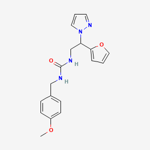 molecular formula C18H20N4O3 B2484959 1-(2-(furan-2-yl)-2-(1H-pyrazol-1-yl)ethyl)-3-(4-methoxybenzyl)urea CAS No. 2034255-83-7