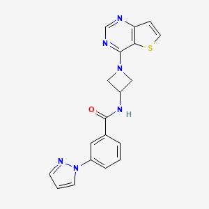molecular formula C19H16N6OS B2484965 3-Pyrazol-1-yl-N-(1-thieno[3,2-d]pyrimidin-4-ylazetidin-3-yl)benzamide CAS No. 2380182-89-6