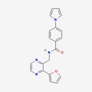 N-((3-(furan-2-yl)pyrazin-2-yl)methyl)-4-(1H-pyrrol-1-yl)benzamide