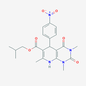 molecular formula C21H24N4O6 B2484989 Isobutyl 1,3,7-trimethyl-5-(4-nitrophenyl)-2,4-dioxo-1,2,3,4,5,8-hexahydropyrido[2,3-d]pyrimidine-6-carboxylate CAS No. 868144-26-7