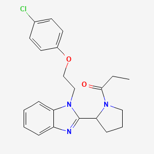 molecular formula C22H24ClN3O2 B2484993 1-[2-(4-chlorophenoxy)ethyl]-2-(1-propionylpyrrolidin-2-yl)-1H-benzimidazole CAS No. 1031565-98-6
