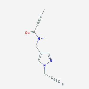 molecular formula C12H13N3O B2484997 N-Methyl-N-[(1-prop-2-ynylpyrazol-4-yl)methyl]but-2-ynamide CAS No. 2411269-98-0