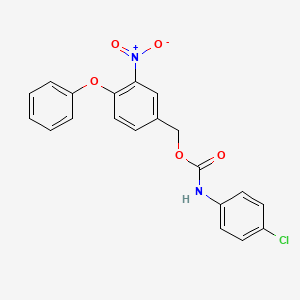 molecular formula C20H15ClN2O5 B2485010 3-nitro-4-phenoxybenzyl N-(4-chlorophenyl)carbamate CAS No. 338960-79-5