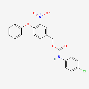 molecular formula C20H15ClN2O5 B2485010 3-硝基-4-苯氧基苄基 N-(4-氯苯基)甲酸酯 CAS No. 338960-79-5