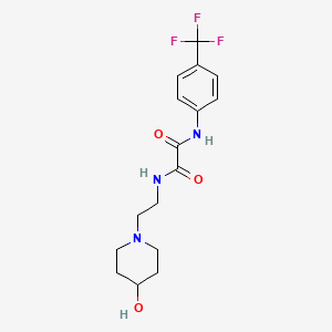 molecular formula C16H20F3N3O3 B2485019 N1-(2-(4-羟基哌啶-1-基)乙基)-N2-(4-(三氟甲基)苯基)草酰胺 CAS No. 1797578-30-3