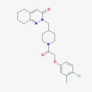 molecular formula C23H28ClN3O3 B2485021 2-[[1-[2-(4-Chloro-3-methylphenoxy)acetyl]piperidin-4-yl]methyl]-5,6,7,8-tetrahydrocinnolin-3-one CAS No. 2310154-22-2