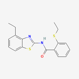 molecular formula C18H18N2OS2 B2485033 N-(4-乙基苯并噻唑-2-基)-2-(乙硫基)苯甲酰胺 CAS No. 898433-79-9