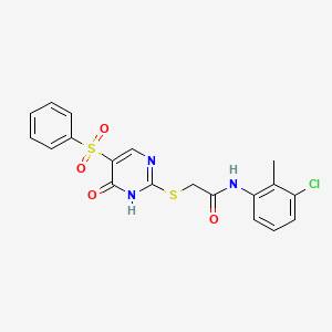 N-(3-chloro-2-methylphenyl)-2-((6-oxo-5-(phenylsulfonyl)-1,6-dihydropyrimidin-2-yl)thio)acetamide