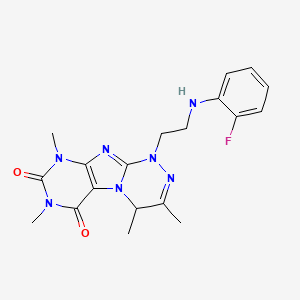 molecular formula C19H22FN7O2 B2485043 1-(2-((2-fluorophenyl)amino)ethyl)-3,4,7,9-tetramethyl-7,9-dihydro-[1,2,4]triazino[3,4-f]purine-6,8(1H,4H)-dione CAS No. 923167-72-0