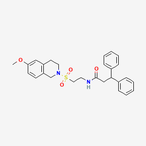 molecular formula C27H30N2O4S B2485044 N-(2-((6-methoxy-3,4-dihydroisoquinolin-2(1H)-yl)sulfonyl)ethyl)-3,3-diphenylpropanamide CAS No. 922066-25-9