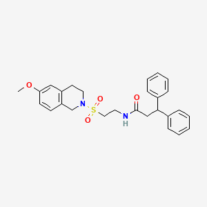 molecular formula C27H30N2O4S B2485044 N-(2-((6-Methoxy-3,4-dihydroisochinolin-2(1H)-yl)sulfonyl)ethyl)-3,3-diphenylpropanamid CAS No. 922066-25-9