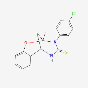 molecular formula C17H15ClN2OS B2485045 3-(4-chlorophenyl)-2-methyl-2,3,5,6-tetrahydro-4H-2,6-methano-1,3,5-benzoxadiazocine-4-thione CAS No. 702655-59-2