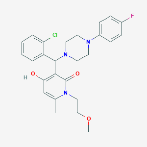 molecular formula C26H29ClFN3O3 B2485050 3-((2-氯苯基)(4-(4-氟苯基)哌嗪-1-基)甲基)-4-羟基-1-(2-甲氧基乙基)-6-甲基吡啶-2(1H)-酮 CAS No. 897735-02-3