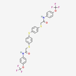 molecular formula C30H22F6N2O4S3 B2485051 2-[(4-{[4-({2-氧代-2-[4-(三氟甲氧基)苯氨基]乙基}硫代)苯基]硫代}苯基)硫代]-N-[4-(三氟甲氧基)苯基]乙酰胺 CAS No. 882079-20-1