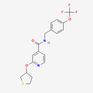 molecular formula C18H17F3N2O3S B2485060 2-((四氢噻吩-3-基)氧基)-N-(4-(三氟甲氧基)苯甲基)异吡啶甲酰胺 CAS No. 2034389-50-7