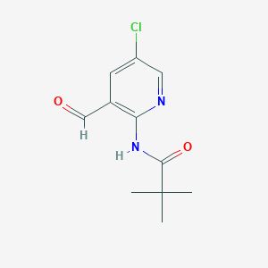 molecular formula C11H13ClN2O2 B2485068 N-(5-Chloro-3-formylpyridin-2-YL)pivalamide CAS No. 127446-33-7