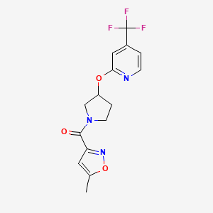 molecular formula C15H14F3N3O3 B2485074 (5-甲基异噁唑-3-基)(3-((4-(三氟甲基)吡啶-2-基)氧基)吡咯烷-1-基)甲酮 CAS No. 2034242-17-4