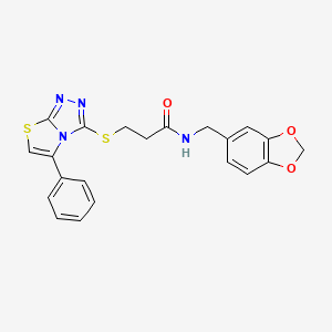 N-(1,3-benzodioxol-5-ylmethyl)-3-[(5-phenyl[1,3]thiazolo[2,3-c][1,2,4]triazol-3-yl)thio]propanamide