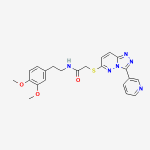 molecular formula C22H22N6O3S B2485081 N-(3,4-dimethoxyphenethyl)-2-((3-(pyridin-3-yl)-[1,2,4]triazolo[4,3-b]pyridazin-6-yl)thio)acetamide CAS No. 868969-00-0