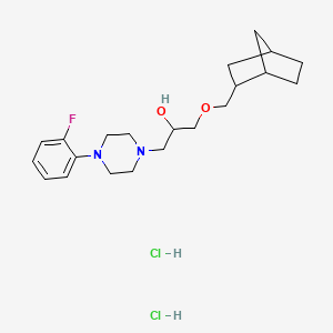 molecular formula C21H33Cl2FN2O2 B2485083 1-((1R,4S)-双环[2.2.1]庚烷-2-基甲氧基)-3-(4-(2-氟苯基)哌嗪-1-基)丙醇二盐酸盐 CAS No. 1217688-22-6