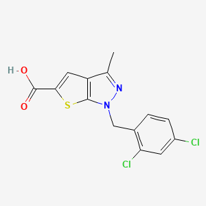 molecular formula C14H10Cl2N2O2S B2485084 1-(2,4-二氯苄基)-3-甲基-1H-噻吩并[2,3-c]吡唑-5-羧酸 CAS No. 735335-54-3