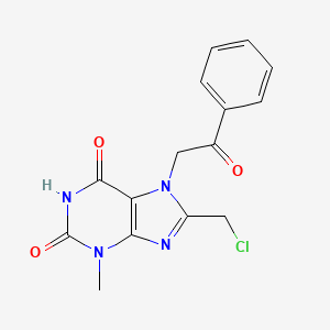 molecular formula C15H13ClN4O3 B2485106 8-(chloromethyl)-3-methyl-7-(2-oxo-2-phenylethyl)-1H-purine-2,6(3H,7H)-dione CAS No. 1170005-16-9