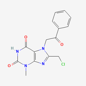 molecular formula C15H13ClN4O3 B2485106 8-(氯甲基)-3-甲基-7-苯乙酰基嘌呤-2,6-二酮 CAS No. 1170005-16-9