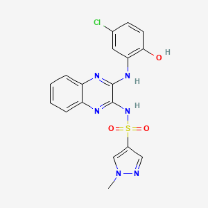 molecular formula C18H15ClN6O3S B2485110 N-(3-((5-氯-2-羟基苯基)氨基)喹喔啉-2-基)-1-甲基-1H-吡唑-4-磺酰胺 CAS No. 1795425-41-0