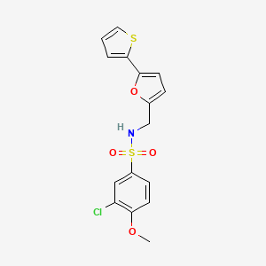molecular formula C16H14ClNO4S2 B2485112 3-氯-4-甲氧基-N-((5-(噻吩-2-基)呋喃-2-基)甲基)苯磺酰胺 CAS No. 2034271-63-9