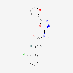 molecular formula C15H14ClN3O3 B2485113 (E)-3-(2-chlorophenyl)-N-(5-(tetrahydrofuran-2-yl)-1,3,4-oxadiazol-2-yl)acrylamide CAS No. 946280-56-4