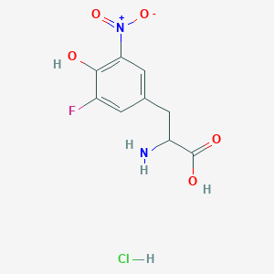 molecular formula C9H10ClFN2O5 B2485114 2-氨基-3-(3-氟-4-羟基-5-硝基苯基)丙酸盐酸 CAS No. 2171792-03-1