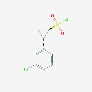 molecular formula C9H8Cl2O2S B2485119 (1R,2S)-2-(3-Chlorophenyl)cyclopropane-1-sulfonyl chloride CAS No. 2029703-66-8
