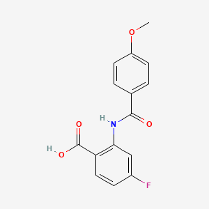 molecular formula C15H12FNO4 B2485120 4-氟-2-(4-甲氧基苯甲酰氨基)苯甲酸 CAS No. 953897-72-8