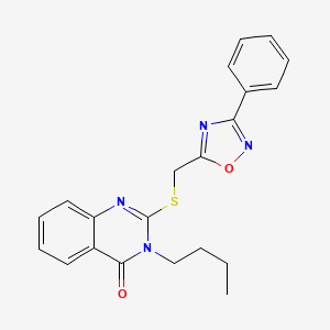 molecular formula C21H20N4O2S B2485131 3-butyl-2-(((3-phenyl-1,2,4-oxadiazol-5-yl)methyl)thio)quinazolin-4(3H)-one CAS No. 938952-47-7