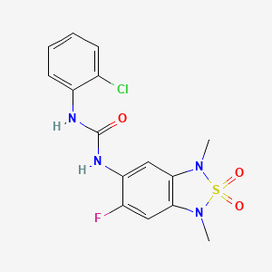molecular formula C15H14ClFN4O3S B2485134 1-(2-Chlorophenyl)-3-(6-fluoro-1,3-dimethyl-2,2-dioxido-1,3-dihydrobenzo[c][1,2,5]thiadiazol-5-yl)urea CAS No. 2034404-36-7