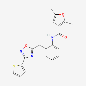 molecular formula C20H17N3O3S B2485136 2,5-dimethyl-N-(2-((3-(thiophen-2-yl)-1,2,4-oxadiazol-5-yl)methyl)phenyl)furan-3-carboxamide CAS No. 1796970-12-1