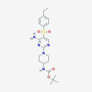 molecular formula C22H31N5O4S B2485151 Tert-butyl (1-(4-amino-5-((4-ethylphenyl)sulfonyl)pyrimidin-2-yl)piperidin-4-yl)carbamate CAS No. 1115905-71-9