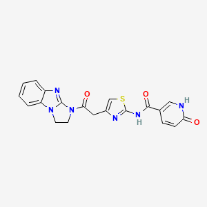 molecular formula C20H16N6O3S B2485161 N-(4-(2-(2,3-dihydro-1H-benzo[d]imidazo[1,2-a]imidazol-1-yl)-2-oxoethyl)thiazol-2-yl)-6-oxo-1,6-dihydropyridine-3-carboxamide CAS No. 1203103-77-8