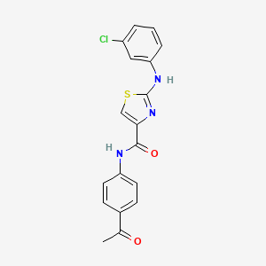 molecular formula C18H14ClN3O2S B2485165 N-(4-acetylphenyl)-2-((3-chlorophenyl)amino)thiazole-4-carboxamide CAS No. 1203072-19-8