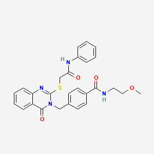 4-{[2-[(2-anilino-2-oxoethyl)thio]-4-oxoquinazolin-3(4H)-yl]methyl}-N-(2-methoxyethyl)benzamide
