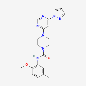 molecular formula C20H23N7O2 B2485177 4-(6-(1H-pyrazol-1-yl)pyrimidin-4-yl)-N-(2-methoxy-5-methylphenyl)piperazine-1-carboxamide CAS No. 1171868-92-0
