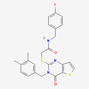 molecular formula C24H22FN3O2S2 B2485189 2-{[3-(3,4-二甲基苯基)-4-氧代-3,4-二氢噻吩[3,2-d]嘧啶-2-基]硫代}-N-(4-氟苯基)乙酰胺 CAS No. 1252824-20-6