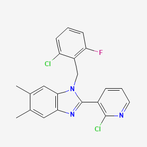 molecular formula C21H16Cl2FN3 B2485190 1-(2-chloro-6-fluorobenzyl)-2-(2-chloro-3-pyridinyl)-5,6-dimethyl-1H-1,3-benzimidazole CAS No. 339101-20-1