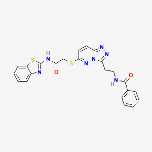 molecular formula C23H19N7O2S2 B2485205 N-(2-(6-((2-(benzo[d]thiazol-2-ylamino)-2-oxoethyl)thio)-[1,2,4]triazolo[4,3-b]pyridazin-3-yl)ethyl)benzamide CAS No. 872994-24-6