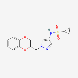 N-(1-((2,3-dihydrobenzo[b][1,4]dioxin-2-yl)methyl)-1H-pyrazol-4-yl)cyclopropanesulfonamide