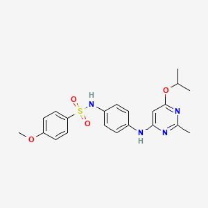 molecular formula C21H24N4O4S B2485220 N-(4-((6-isopropoxy-2-methylpyrimidin-4-yl)amino)phenyl)-4-methoxybenzenesulfonamide CAS No. 1021060-09-2