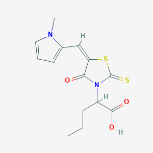 molecular formula C14H16N2O3S2 B2485222 (E)-2-(5-((1-methyl-1H-pyrrol-2-yl)methylene)-4-oxo-2-thioxothiazolidin-3-yl)pentanoic acid CAS No. 848988-58-9